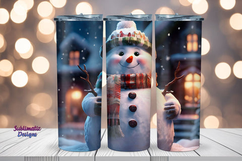 Christmas Snowman 20 oz Tumbler Wrap | 20 oz Skinny Tumbler Wrap Sublimation Christmas Design Sublimation Sublimatiz Designs 