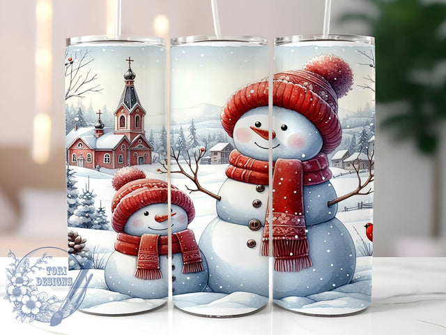 Christmas Snowman 20oz Skinny Tumbler, Snowman Tumbler Png, Straight & Tapered Tumbler Wrap, Instant Digital Download Sublimation ToriDesigns 