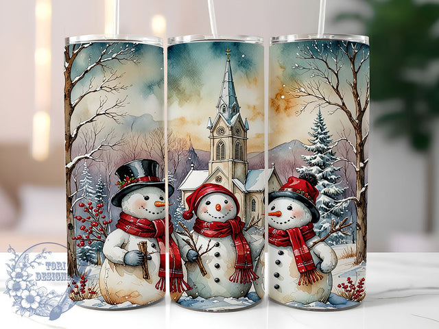 Christmas Snowman 20oz Skinny Tumbler, Snowman Tumbler Png, Straight & Tapered Tumbler Wrap, Instant Digital Download Sublimation ToriDesigns 