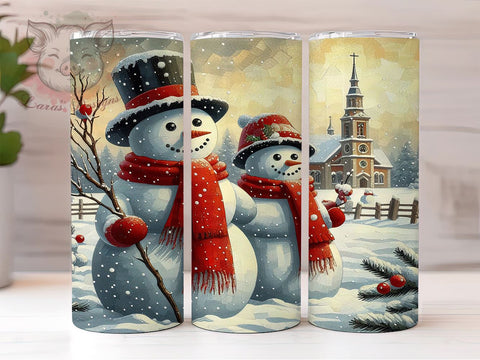 Christmas Snowman 20oz Tumbler Png, Straight & Tapered Tumbler Png, Vintage Snowman Tumbler Png, Digital Download PNG Sublimation Lara' s Designs 