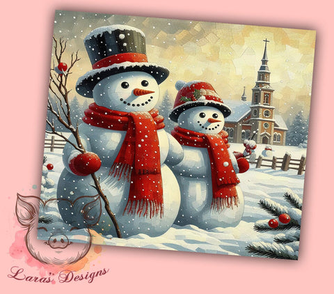 Christmas Snowman 20oz Tumbler Png, Straight & Tapered Tumbler Png, Vintage Snowman Tumbler Png, Digital Download PNG Sublimation Lara' s Designs 