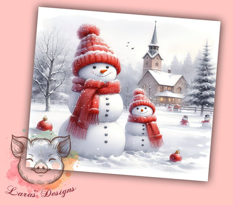 Christmas Snowman 20oz Tumbler Png, Straight & Tapered Tumbler Png, Vintage Winter Holiday Tumbler Png, Digital Download PNG Sublimation Lara' s Designs 