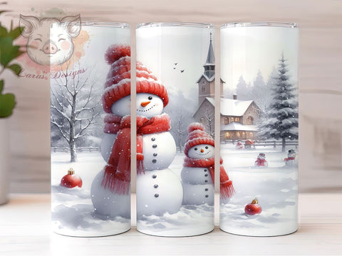 Christmas Snowman 20oz Tumbler Png, Straight & Tapered Tumbler Png, Vintage Winter Holiday Tumbler Png, Digital Download PNG Sublimation Lara' s Designs 
