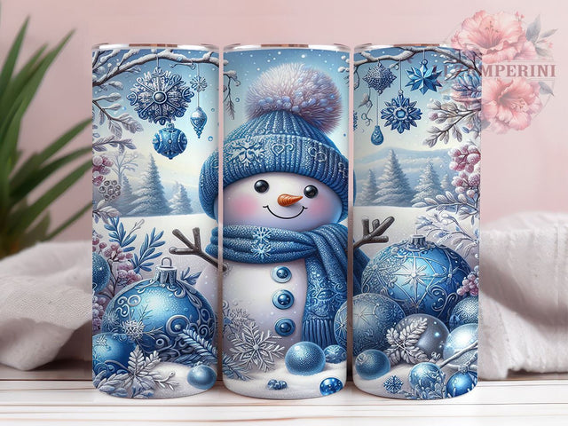 Christmas Snowman 20oz Tumbler Wrap PNG, Cute Blue Snowman Tumbler PNG Sublimation Design, Straight & Tapered Tumbler Wrap, Instant Digital Download Sublimation Li Zamperini 