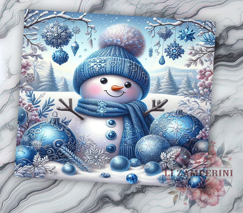 Christmas Snowman 20oz Tumbler Wrap PNG, Cute Blue Snowman Tumbler PNG Sublimation Design, Straight & Tapered Tumbler Wrap, Instant Digital Download Sublimation Li Zamperini 