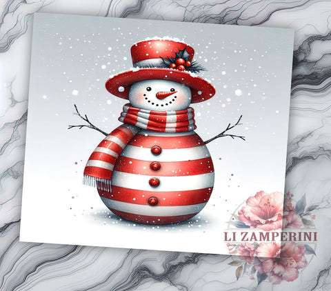 Christmas Snowman 20oz Tumbler Wrap PNG, Cute Snowman Tumbler Png, Straight & Tapered Tumbler Wrap, Instant Digital Download Sublimation Li Zamperini 