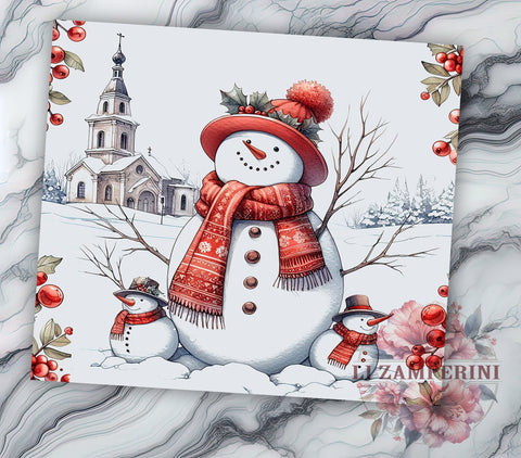 Christmas Snowman 20oz Tumbler Wrap PNG, Snowman Tumbler Png, Straight & Tapered Tumbler Wrap, Instant Digital Download Sublimation Li Zamperini 