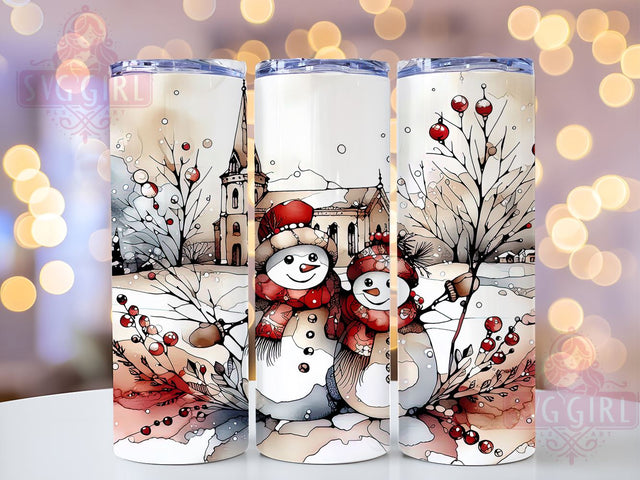 Christmas Snowman 20oz Tumbler Wrap Sublimation Design, Straight Tapered Tumbler Wrap, Vintage Winter Tumbler Png, Instant Digital Download Sublimation SvggirlplusArt 