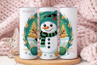 Christmas Snowman 20oz Tumbler Wrap Sublimation DesignSVG 