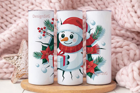 Christmas Snowman 20oz Tumbler Wrap Sublimation DesignSVG 