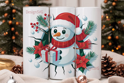Christmas Snowman 20oz Tumbler Wrap Sublimation DesignSVG 