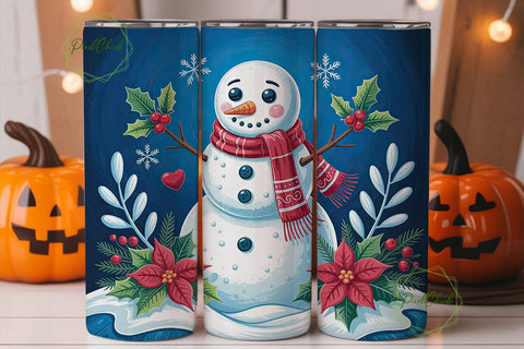 Christmas Snowman 20oz Tumbler Wrap Sublimation PixelChick 