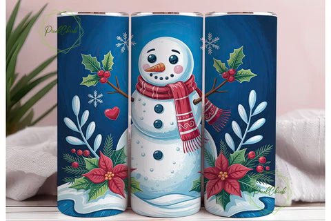 Christmas Snowman 20oz Tumbler Wrap Sublimation PixelChick 