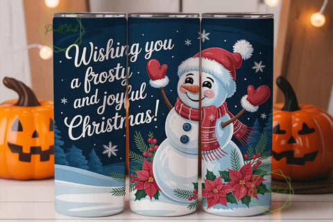 Christmas Snowman 20oz Tumbler Wrap Sublimation PixelChick 