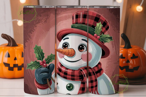 Christmas Snowman 20oz Tumbler Wrap Sublimation PixelChick 