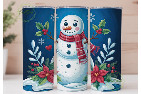 Christmas Snowman 20oz Tumbler Wrap Sublimation PixelChick 