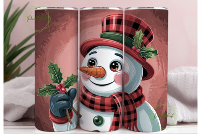 Christmas Snowman 20oz Tumbler Wrap Sublimation PixelChick 