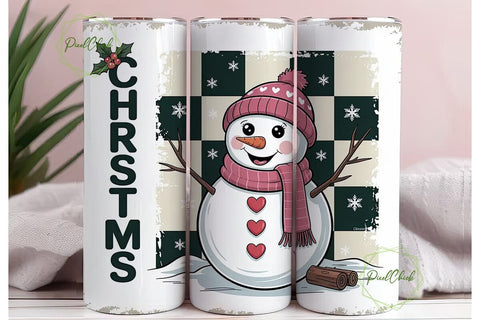 Christmas Snowman 20oz Tumbler Wrap Sublimation PixelChick 
