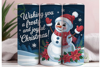 Christmas Snowman 20oz Tumbler Wrap Sublimation PixelChick 