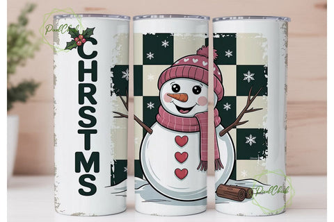 Christmas Snowman 20oz Tumbler Wrap Sublimation PixelChick 