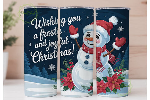 Christmas Snowman 20oz Tumbler Wrap Sublimation PixelChick 