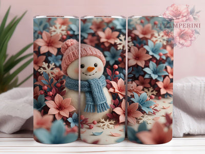 Christmas Snowman Art 20oz Tumbler, Christmas Snowman, 3D Papercraft, Whimsical Design, Festive Illustration, Holiday Theme, Skinny Tumbler, Sublimation PNG Sublimation Li Zamperini 