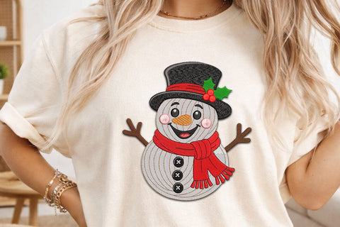 Christmas Snowman Embroidery Design, Cute Snowman Top Hat Machine Embroidery File, Winter Holiday Snowman Applique, Xmas Sweater Pattern SVG DesignDestine 