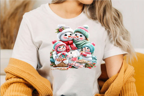 Christmas Snowman Family Clipart Bundle Sublimation SVGArt 