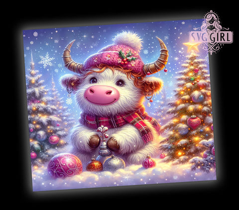 Christmas Snowman, Highland Cow Tumbler, PNG Wrap, Sublimation Design, Winter Decor, Cute Cow Gifts, Holiday Drinkware, Festive Art Sublimation SvggirlplusArt 