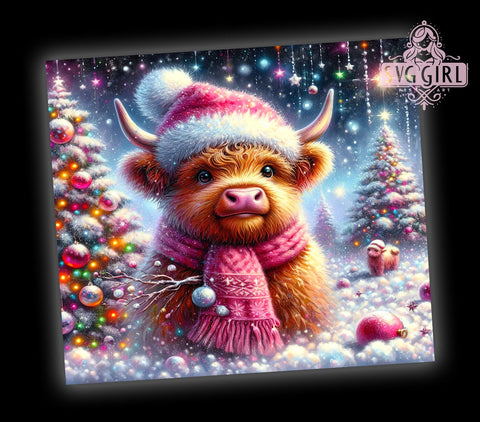 Christmas Snowman, Highland Cow Tumbler, PNG Wrap, Sublimation Design, Winter Decor, Cute Cow Gifts, Holiday Drinkware, Festive Art Sublimation SvggirlplusArt 