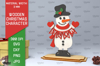 Christmas Snowman Laser Cut. Christmas Decoration SVG Design SVG Evgenyia Guschina 
