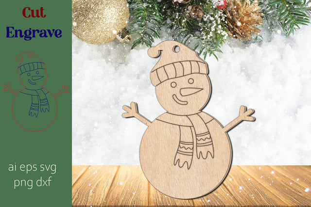 Christmas snowman, Laser engraving ornament svg SVG AnastasiyaArtDesign 