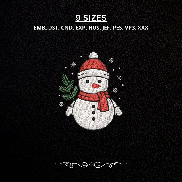 Christmas Snowman Machine Embroidery Design Cute Winter Snowflake Holiday PES DST Files Embroidery/Applique DESIGNS PatternFeed8 