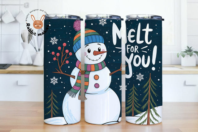 Christmas Snowman Melt for You 20oz Skinny Tumbler Sublimation Designs Sublimation Rabbitmakies 