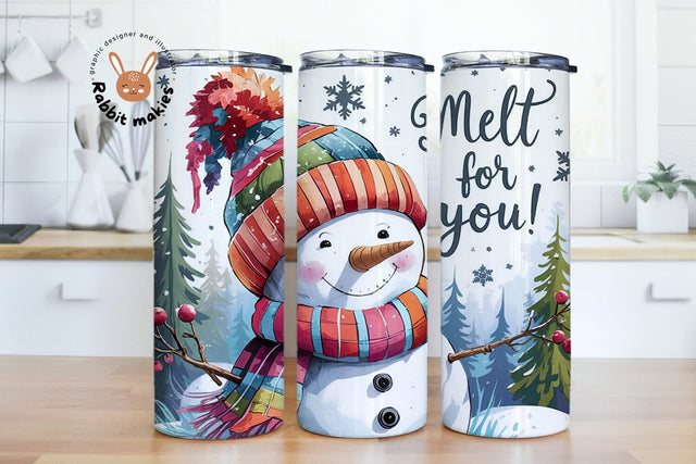 Christmas Snowman Melt for You 20oz Skinny Tumbler Sublimation Designs Sublimation Rabbitmakies 