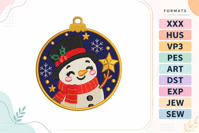 Christmas Snowman Ornament Embroidery Design Embroidery/Applique DESIGNS sg embroidery 