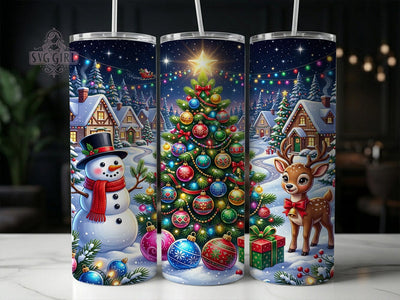 Christmas Snowman Reindeer 20oz Tumbler, Christmas Snowman, Snowman Reindeer, Christmas Reindeer, Reindeer Tumbler, Snowman Tumbler, Reindeer PNG, 20oz Tumbler Wrap Sublimation SvggirlplusArt 