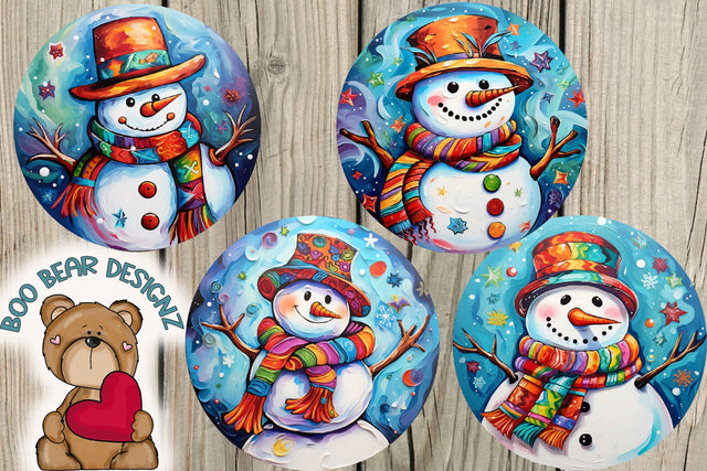 Christmas Snowman Round Clipart SVG Boo Bear Designz 