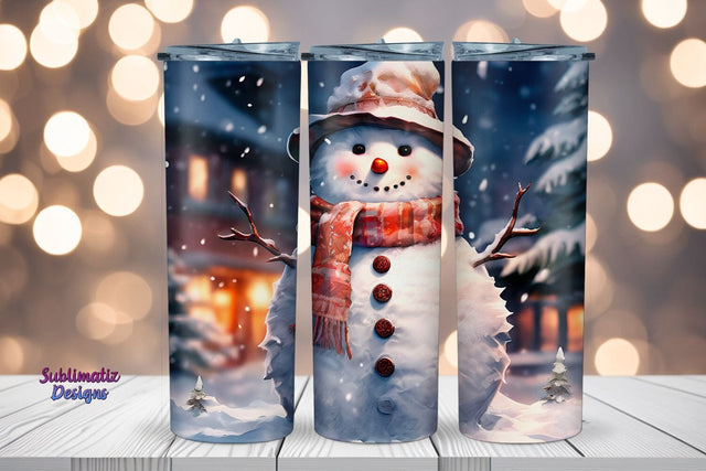 Christmas Snowman Skinny Tumbler Wrap Sublimation Sublimatiz Designs 