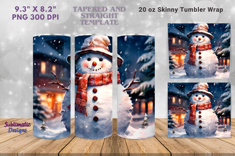 Christmas Snowman Skinny Tumbler Wrap Sublimation Sublimatiz Designs 