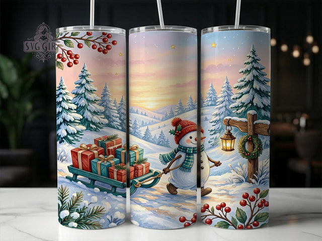 Christmas Snowman Sled 20oz Tumbler, Christmas Snowman, Snowman Sled, Snowman Sled PNG, Christmas Tumbler, Snowman Tumbler, Sled Tumbler Wrap, 20oz Tumbler Wrap Sublimation SvggirlplusArt 