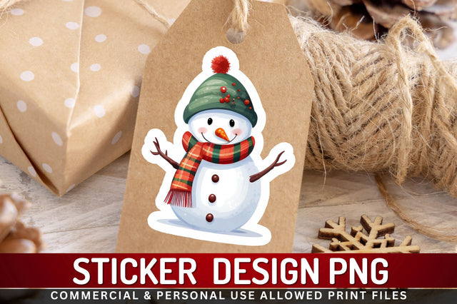 Christmas Snowman Sticker Design Sublimation Regulrcrative 
