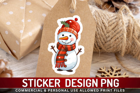 Christmas Snowman Sticker Design Sublimation Regulrcrative 