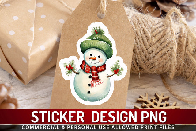Christmas Snowman Sticker Design Sublimation Regulrcrative 