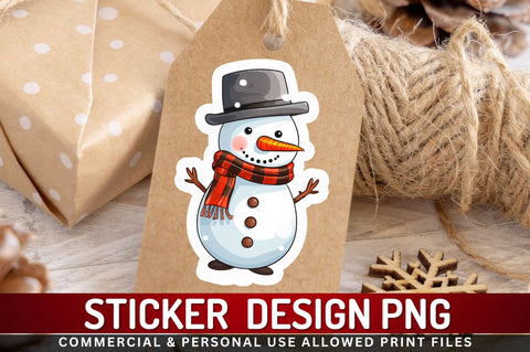 Christmas Snowman Sticker Design Sublimation Regulrcrative 