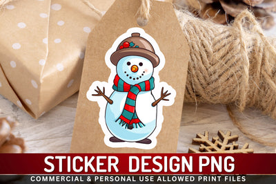 Christmas Snowman Sticker Design Sublimation Regulrcrative 