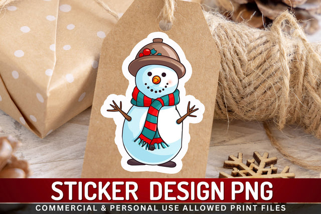 Christmas Snowman Sticker Design Sublimation Regulrcrative 