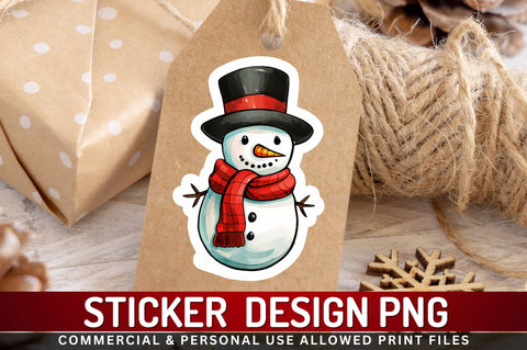 Christmas Snowman Sticker Design Sublimation Regulrcrative 