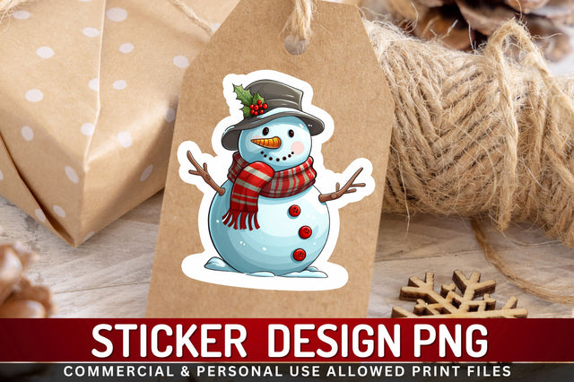 Christmas Snowman Sticker Design Sublimation Regulrcrative 