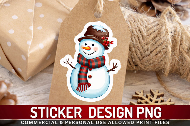 Christmas Snowman Sticker Design Sublimation Regulrcrative 
